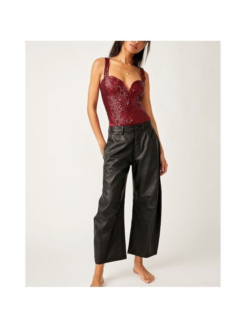 FREE PEOPLE Sparks Fly Bodysuit / Red Pop